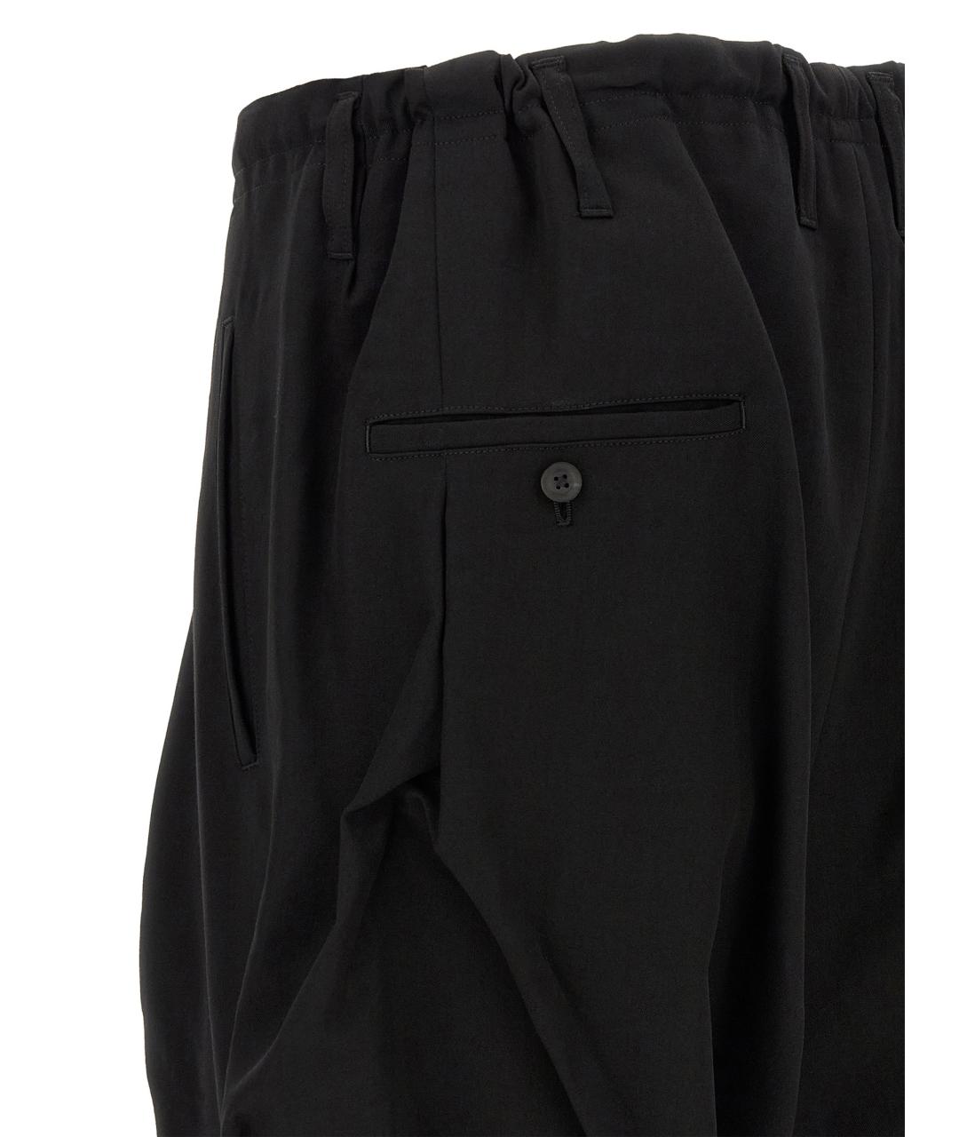 YOHJI YAMAMOTO Черные шерстяные повседневные брюки, фото 4