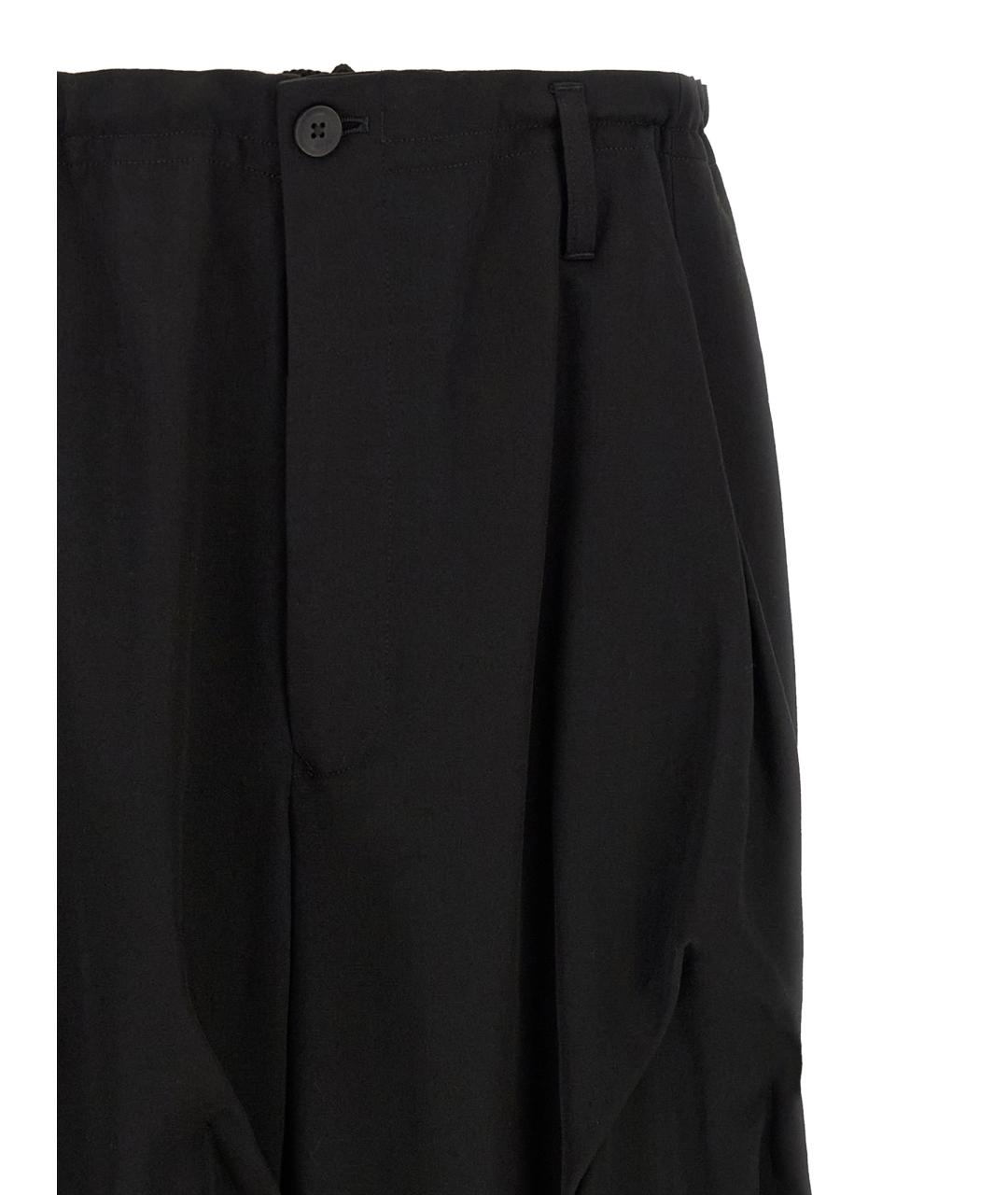 YOHJI YAMAMOTO Черные шерстяные повседневные брюки, фото 3