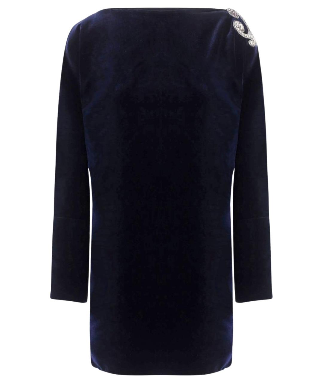 VERSACE Темно-синее вискозное коктейльное платье, фото 1
