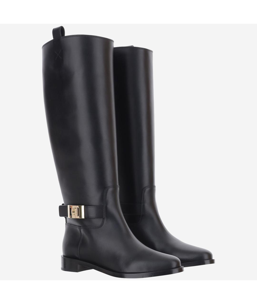 FERRAGAMO Черные кожаные сапоги, фото 2