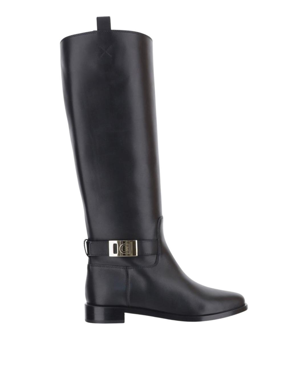 FERRAGAMO Черные кожаные сапоги, фото 1