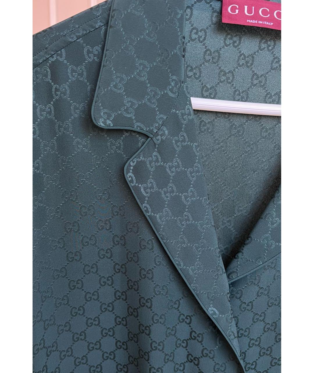GUCCI Зеленая шелковая рубашка, фото 4