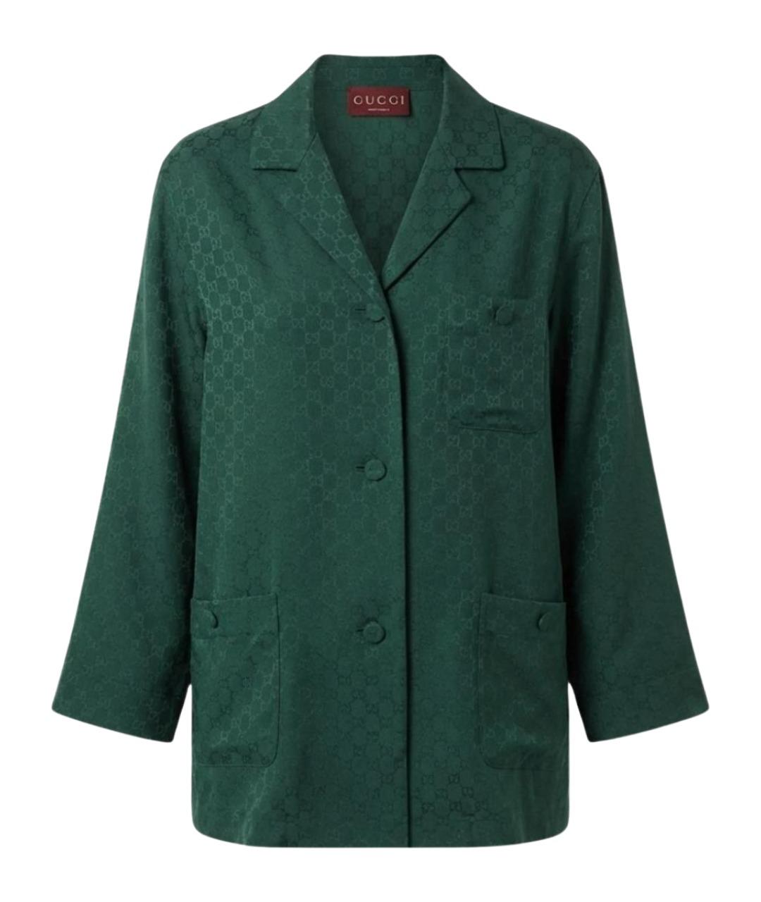 GUCCI Зеленая шелковая рубашка, фото 1