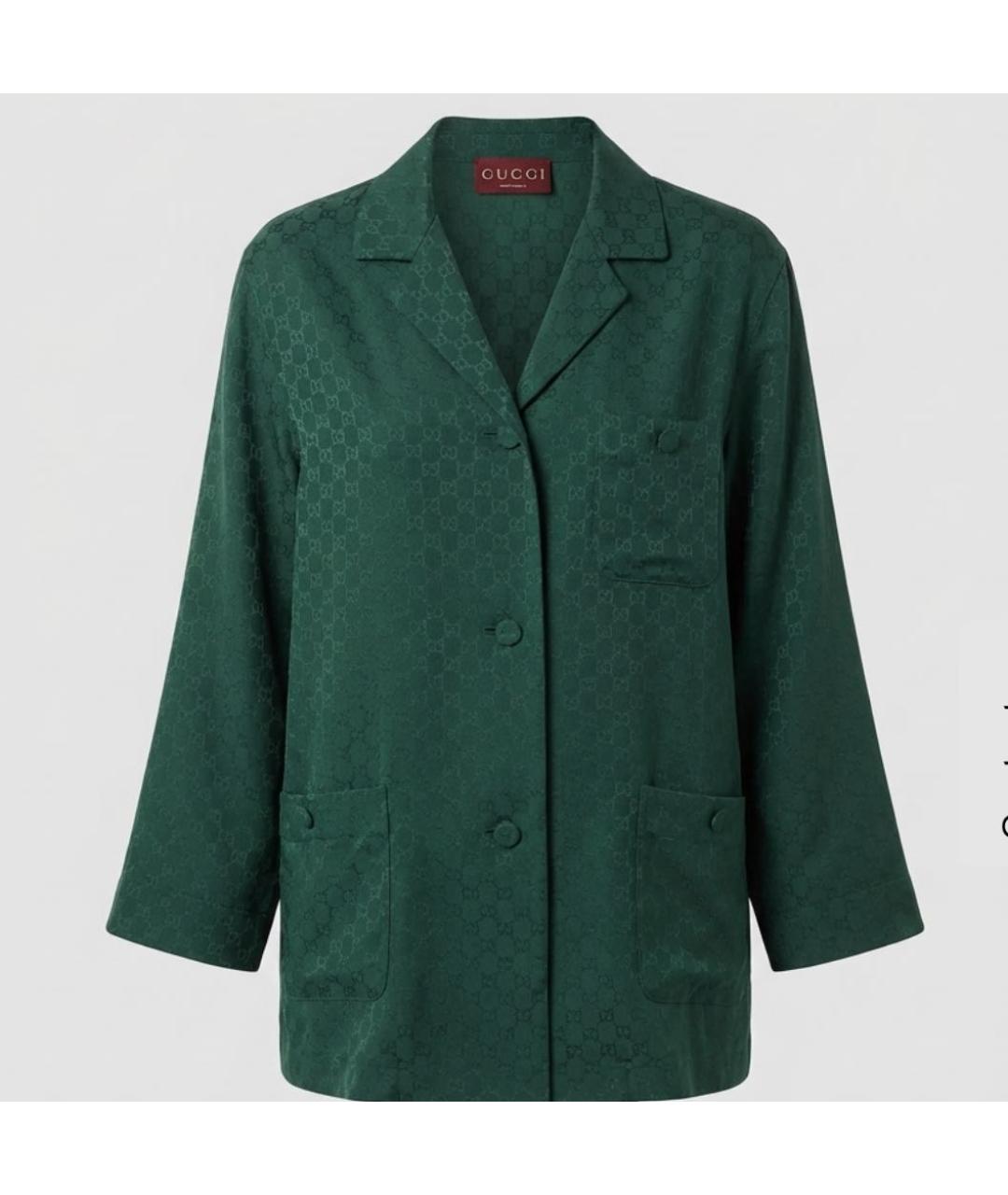 GUCCI Зеленая шелковая рубашка, фото 7