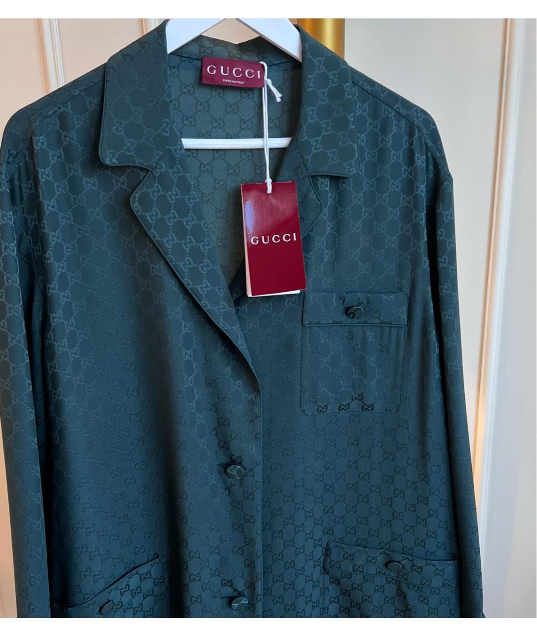 GUCCI Зеленая шелковая рубашка, фото 3