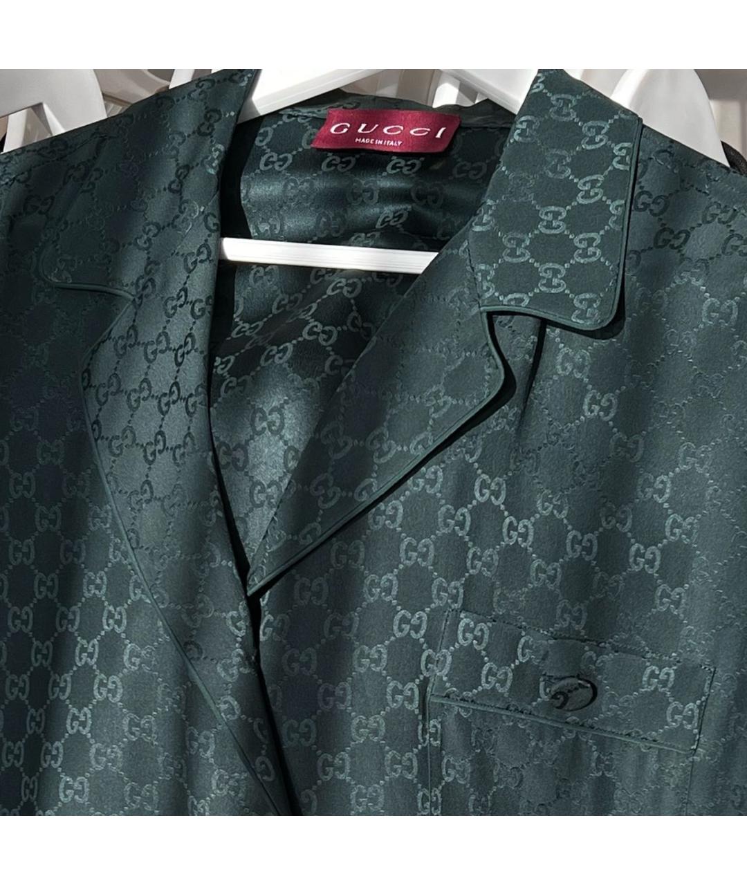 GUCCI Зеленая шелковая рубашка, фото 6