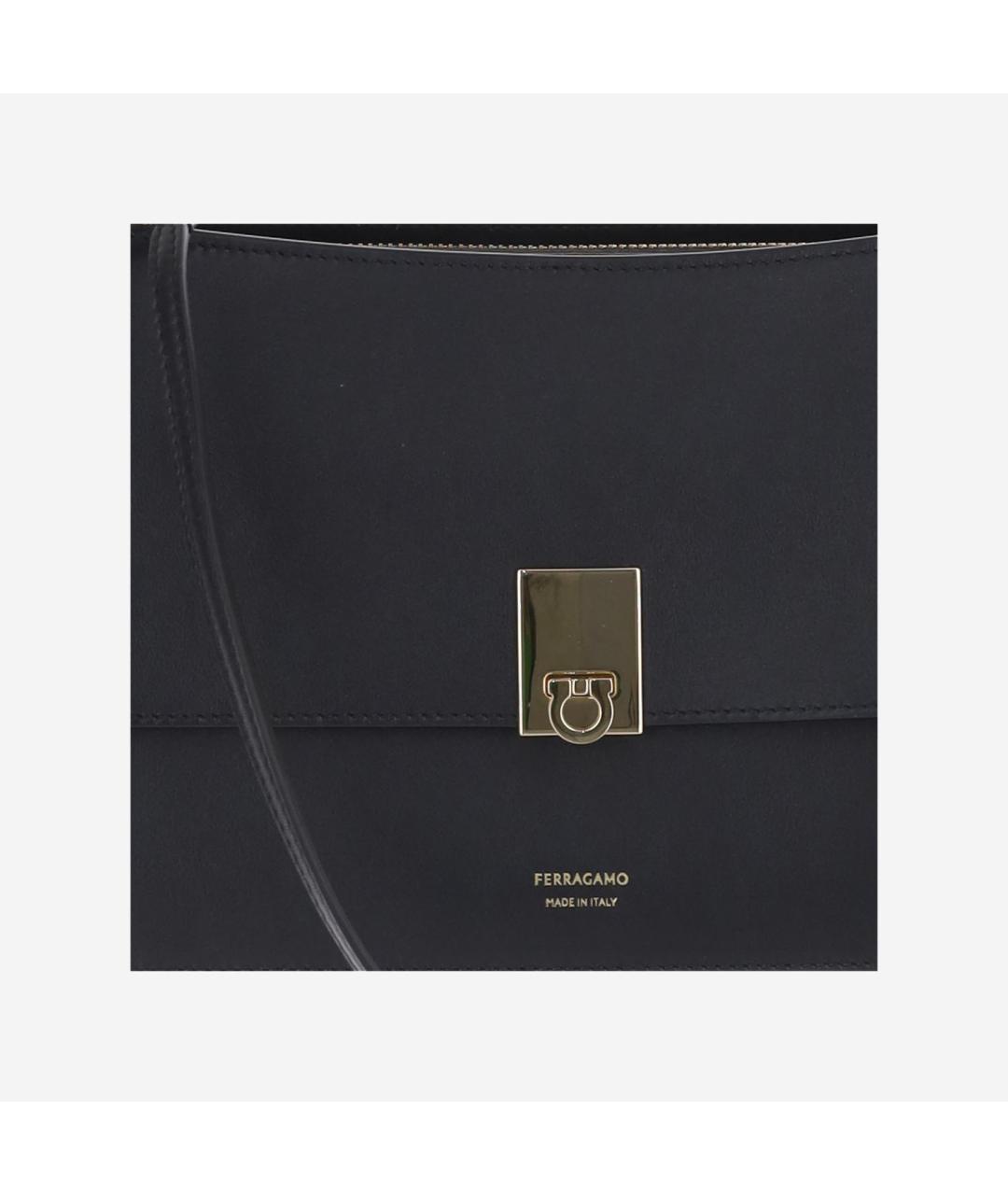 FERRAGAMO Черная кожаная сумка через плечо, фото 4