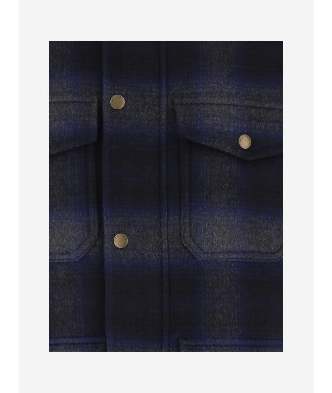 WOOLRICH Синяя шерстяная кэжуал рубашка, фото 3