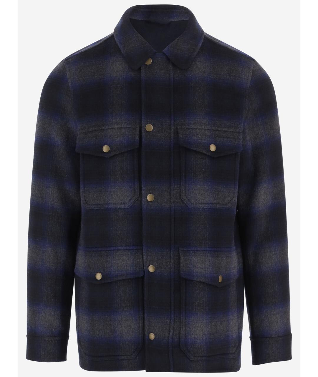 WOOLRICH Синяя шерстяная кэжуал рубашка, фото 1