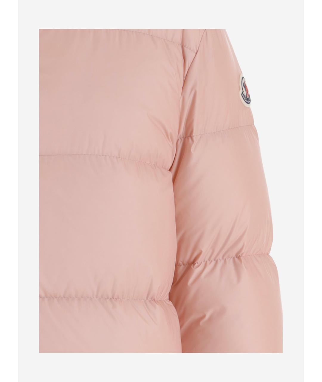 MONCLER Розовый полиамидовый пуховик, фото 3