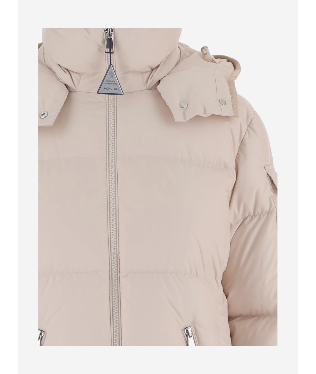 MONCLER Бежевый полиэстеровый пуховик, фото 3