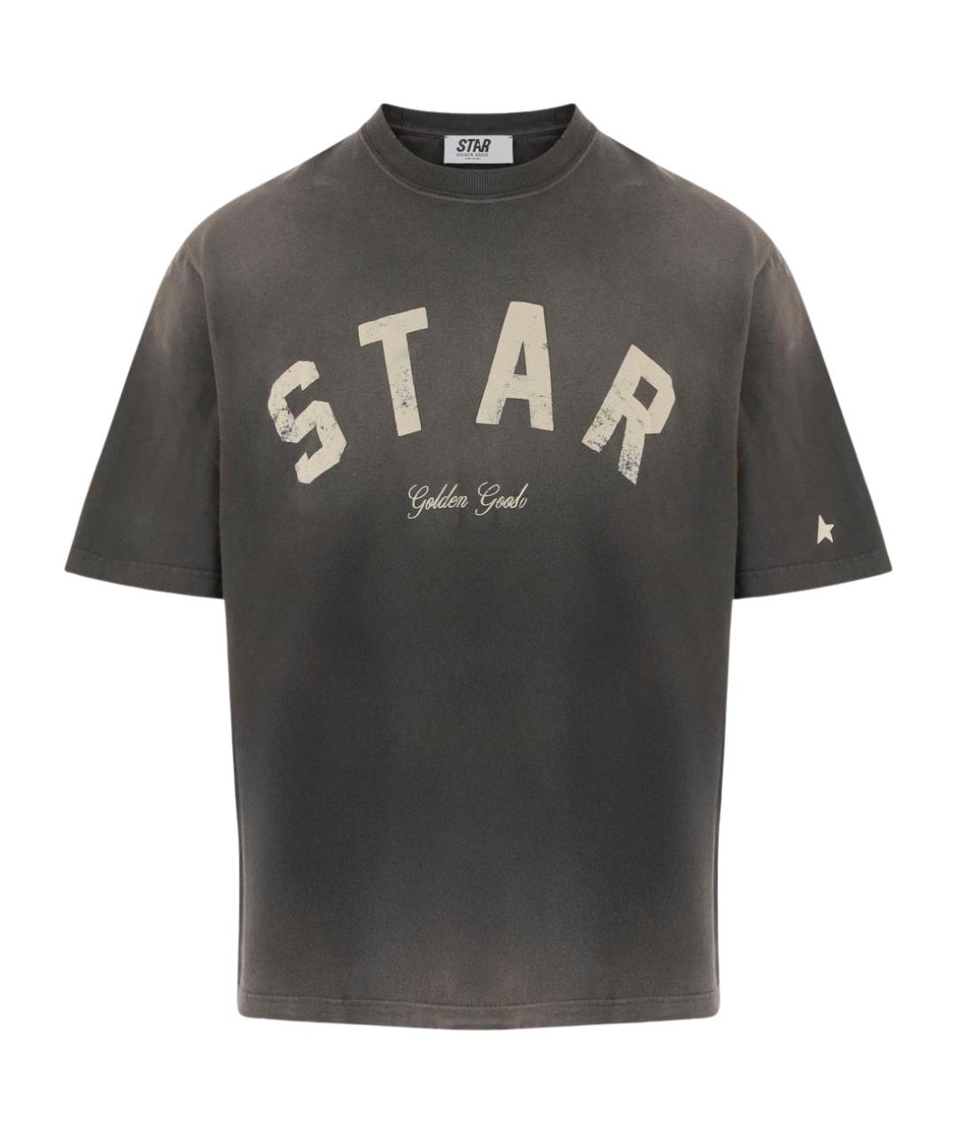 GOLDEN GOOSE Антрацитовая хлопковая футболка, фото 1