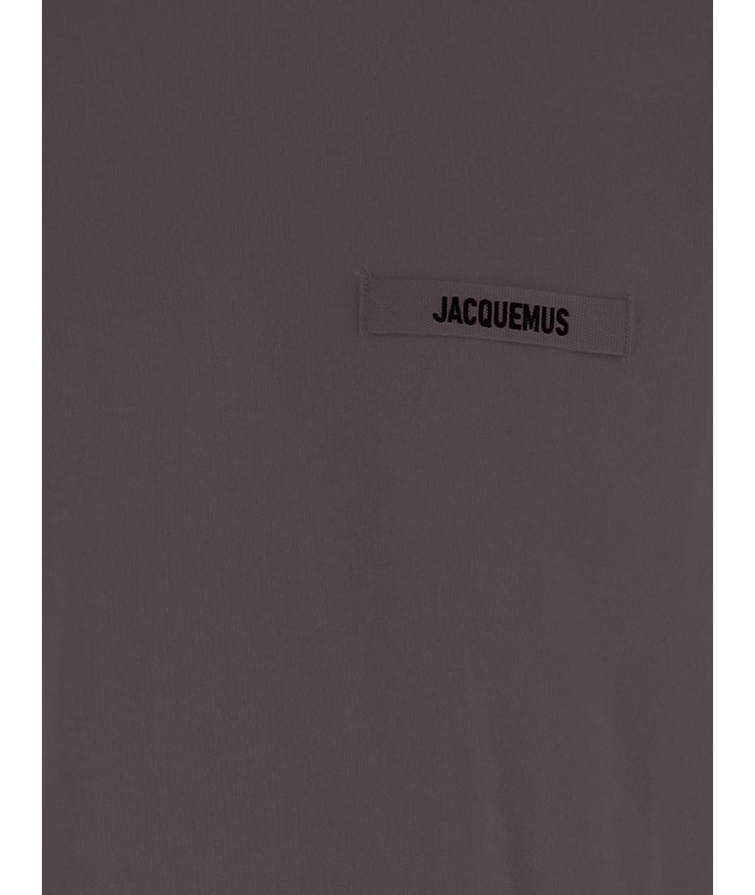 JACQUEMUS Коричневая хлопковая футболка, фото 3