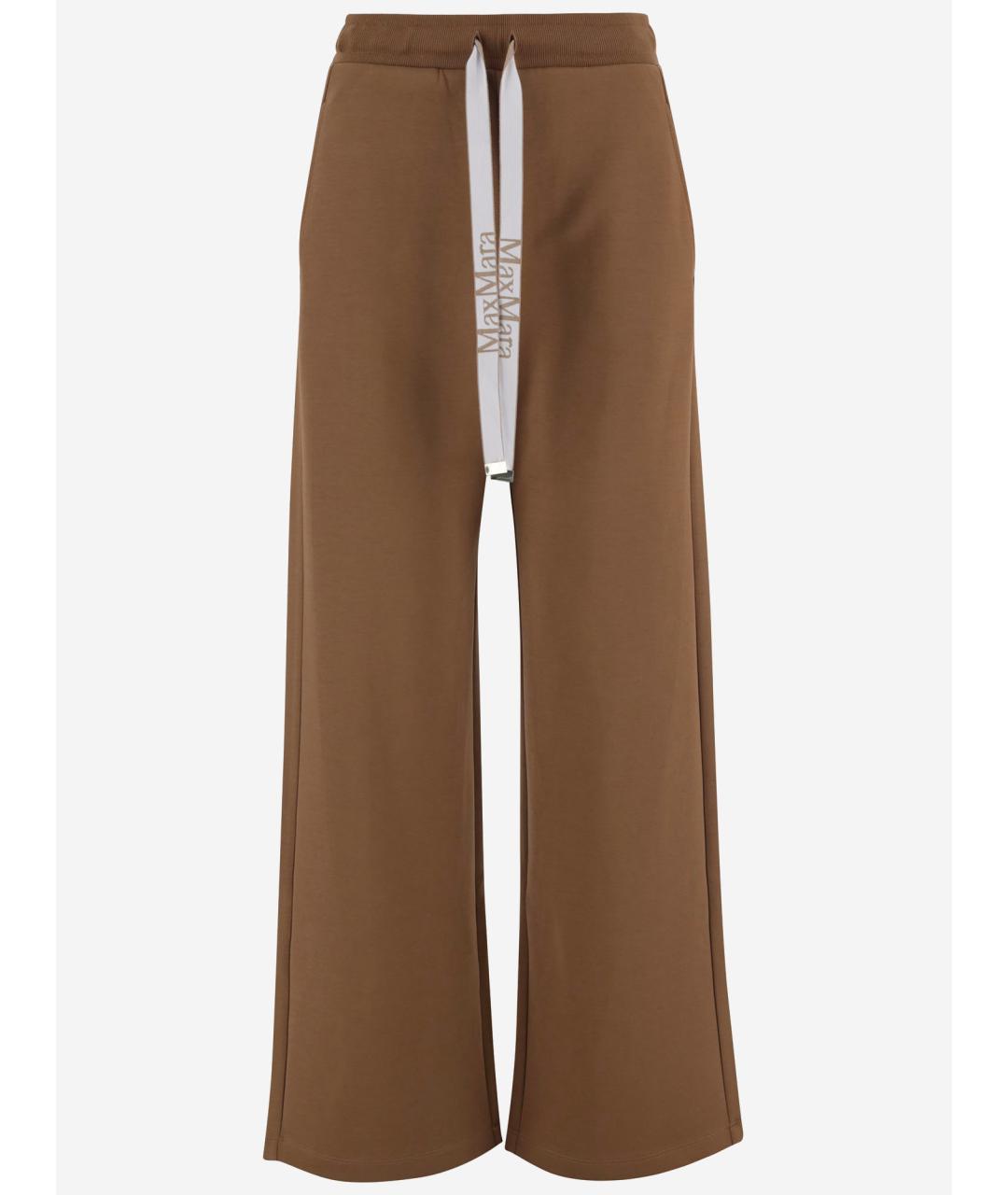 'S MAX MARA Коричневые хлопковые спортивные брюки и шорты, фото 4
