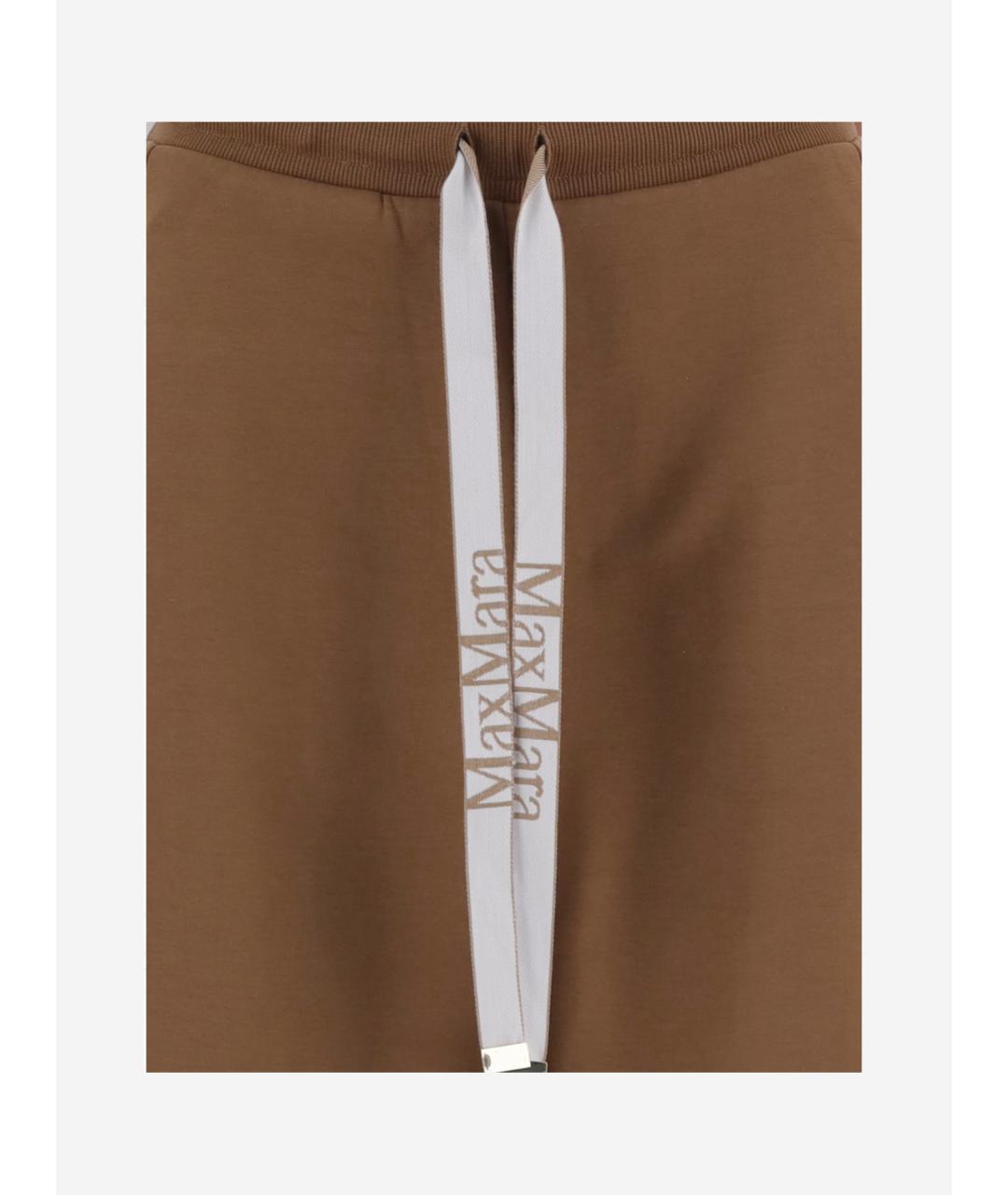 'S MAX MARA Коричневые хлопковые спортивные брюки и шорты, фото 3