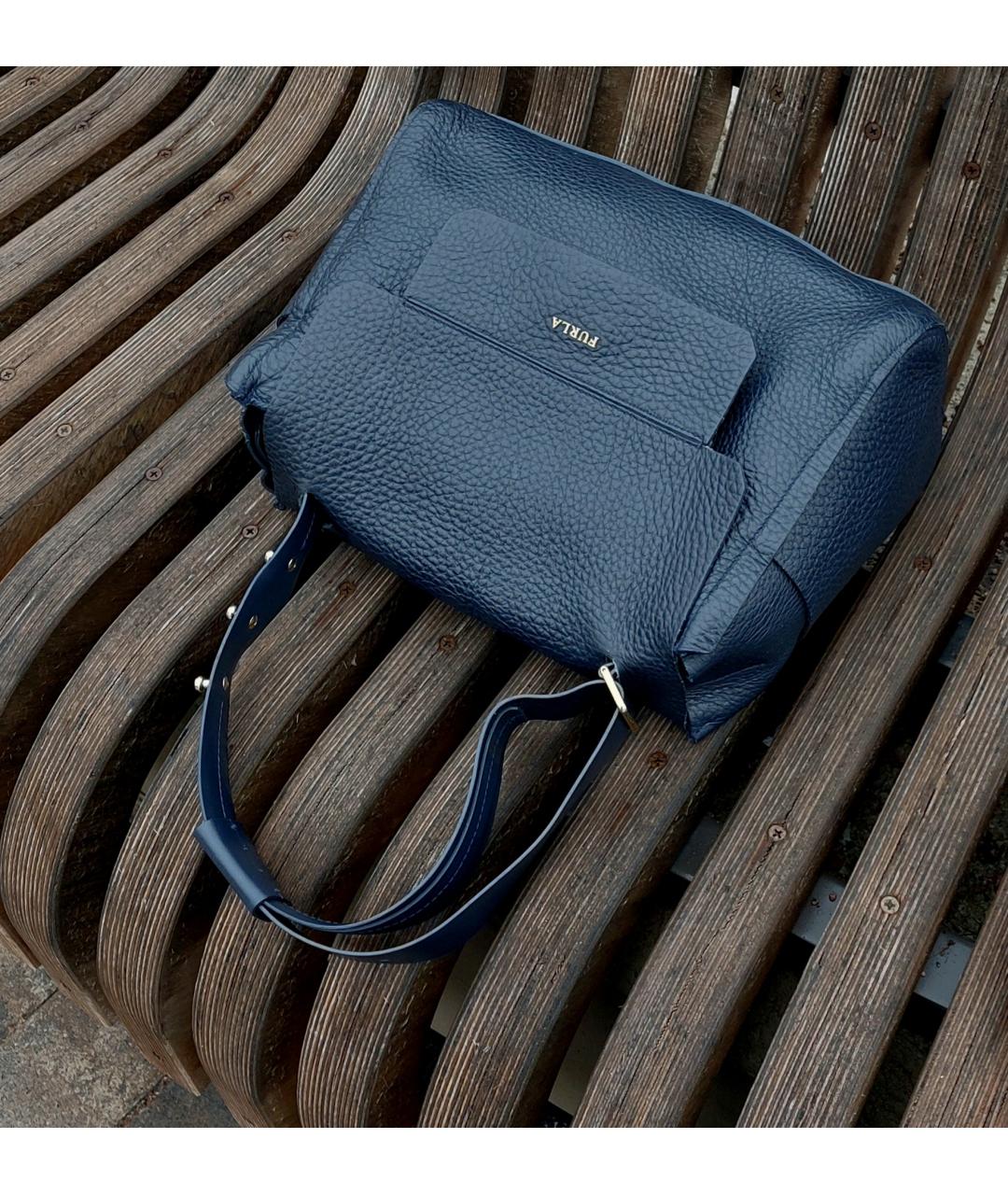 FURLA Темно-синяя кожаная сумка через плечо, фото 4