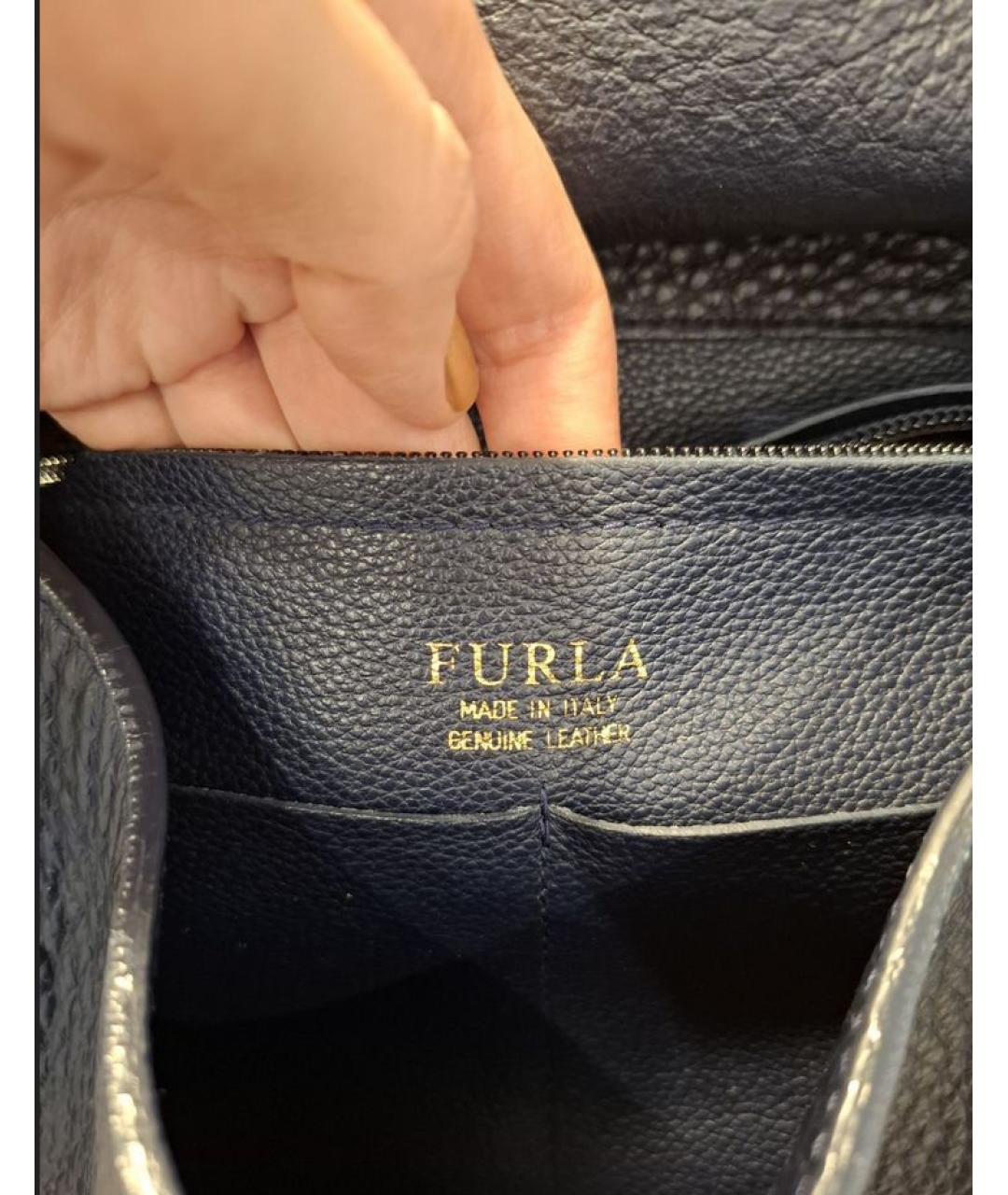 FURLA Темно-синяя кожаная сумка через плечо, фото 9