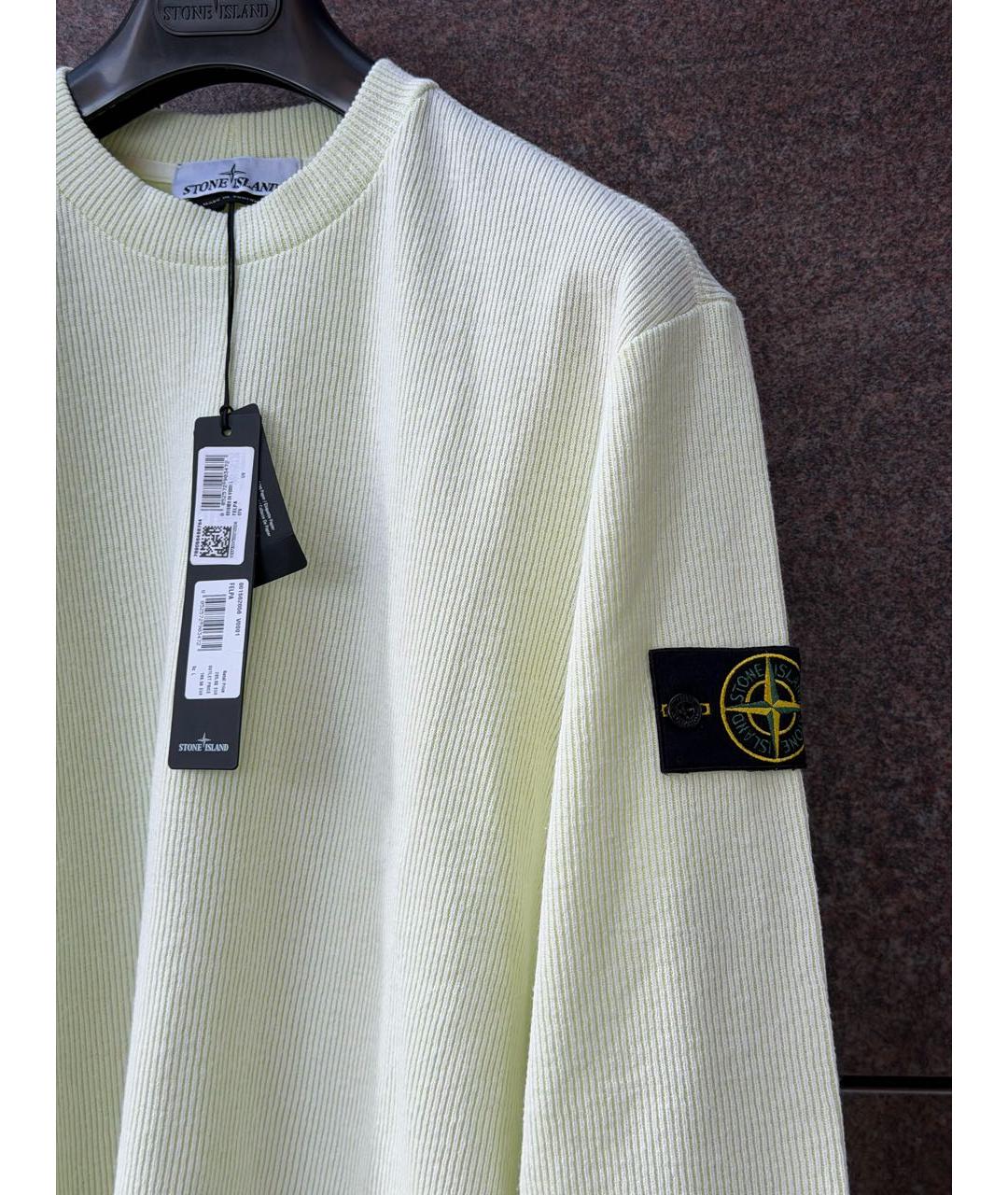 STONE ISLAND Белый хлопковый джемпер / свитер, фото 4
