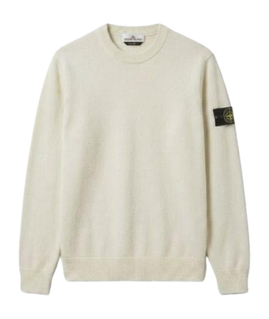 STONE ISLAND Белый хлопковый джемпер / свитер, фото 1