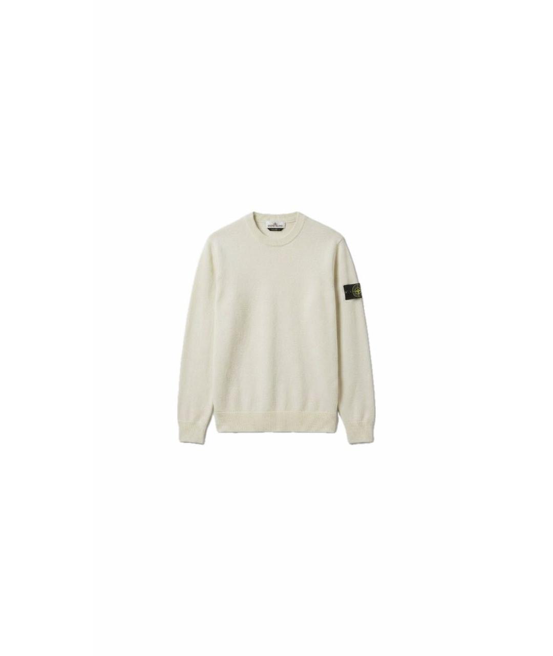 STONE ISLAND Белый хлопковый джемпер / свитер, фото 9