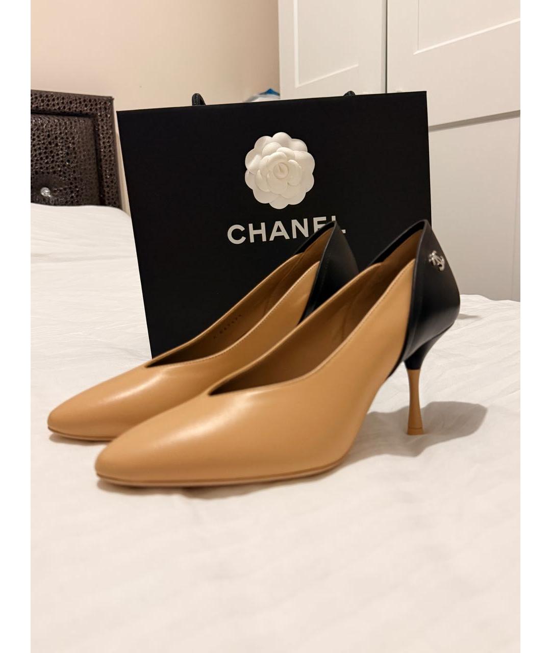CHANEL Бежевые кожаные туфли, фото 7