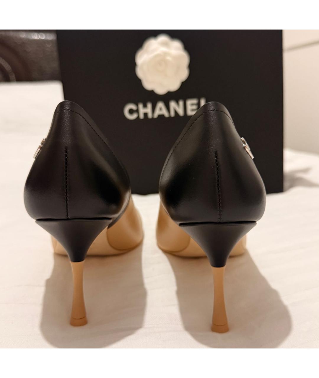 CHANEL Бежевые кожаные туфли, фото 4