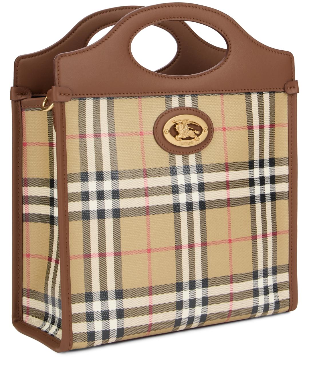 BURBERRY Бежевая хлопковая сумка с короткими ручками, фото 2