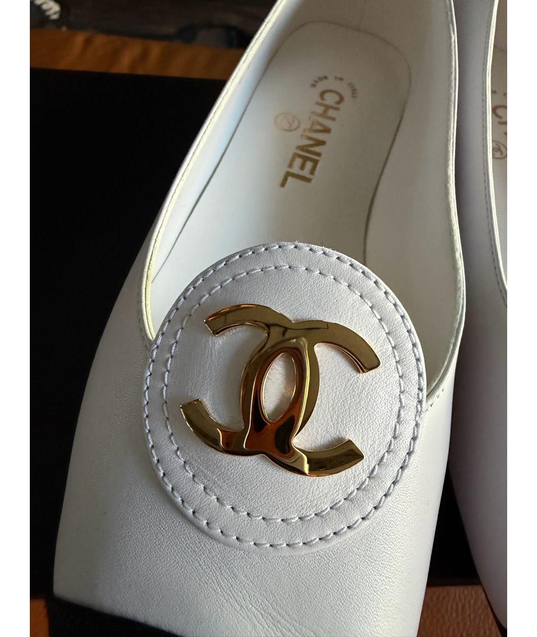 CHANEL Белые кожаные балетки, фото 8