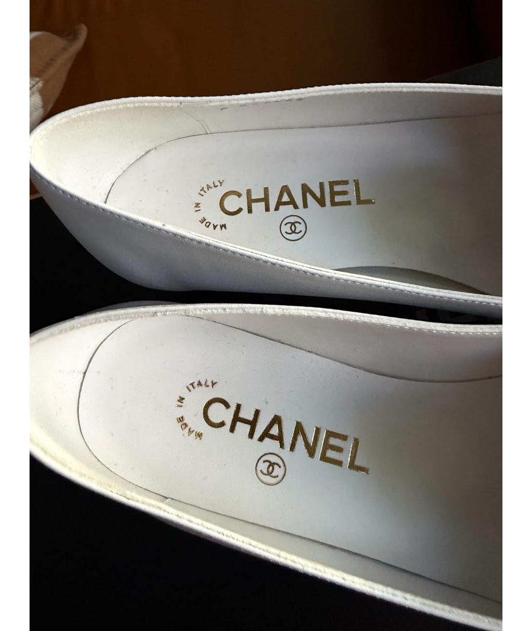 CHANEL Белые кожаные балетки, фото 6