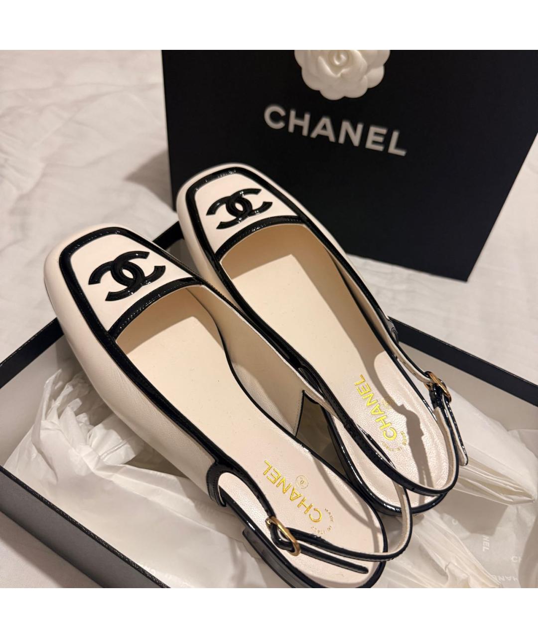 CHANEL Белые кожаные сандалии, фото 5