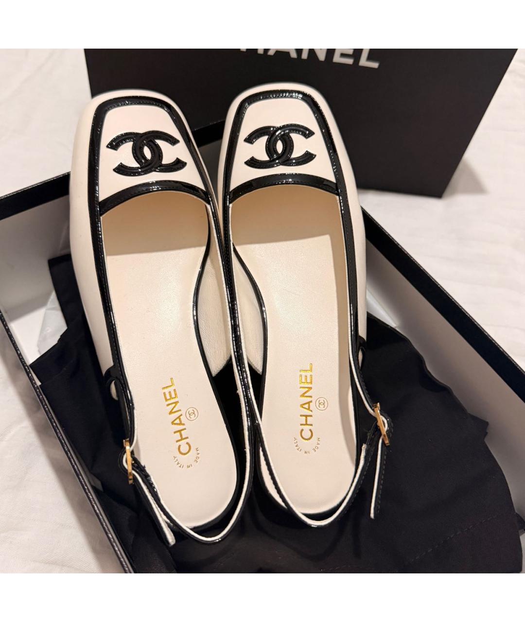 CHANEL Белые кожаные сандалии, фото 2