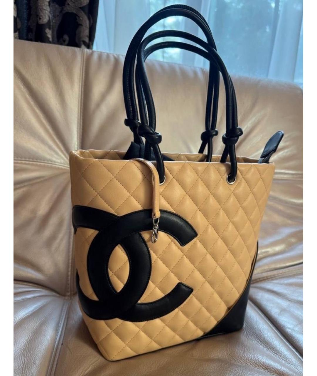 CHANEL Бежевая кожаная сумка тоут, фото 7