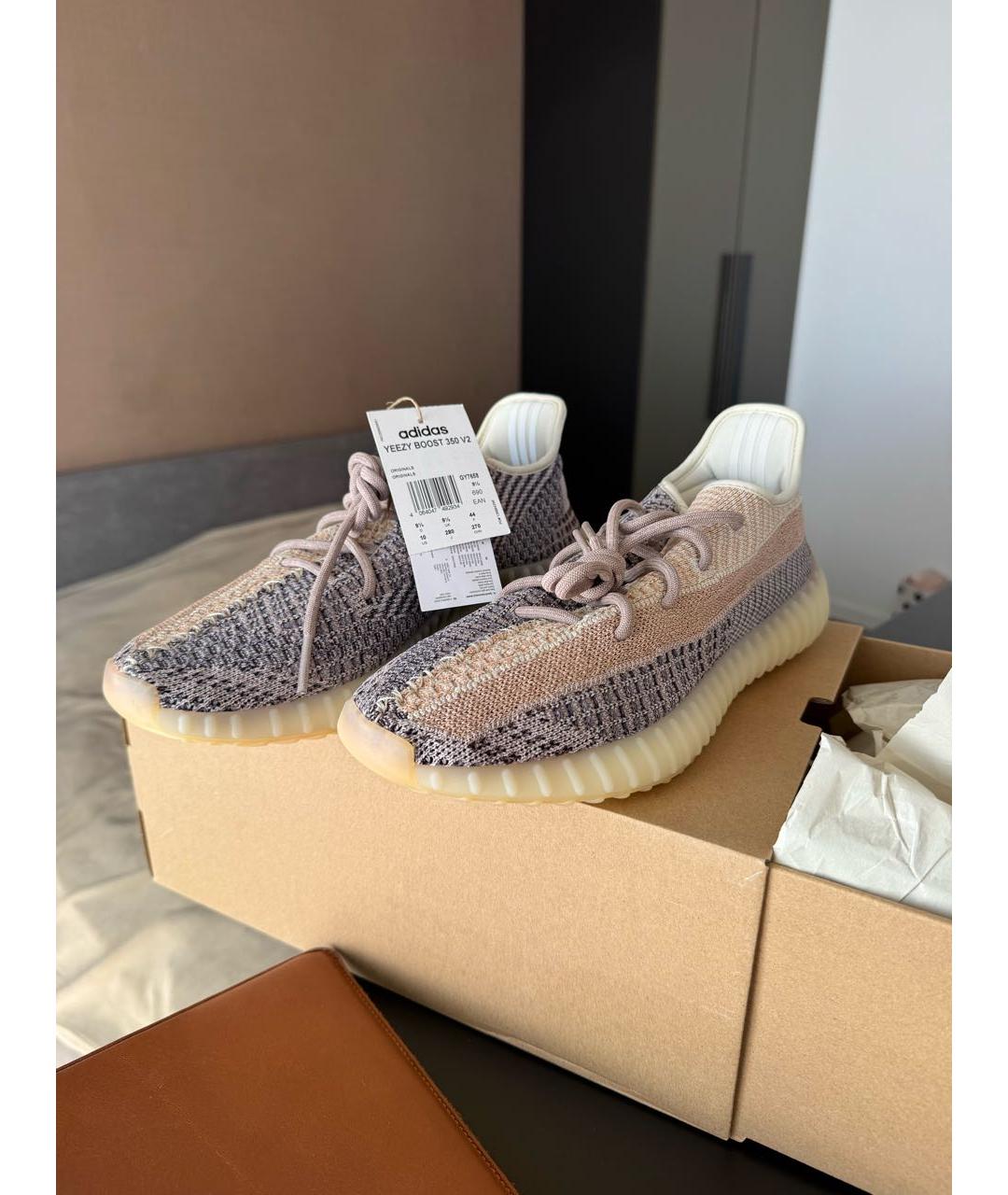 ADIDAS YEEZY Бежевые текстильные низкие кроссовки / кеды, фото 4