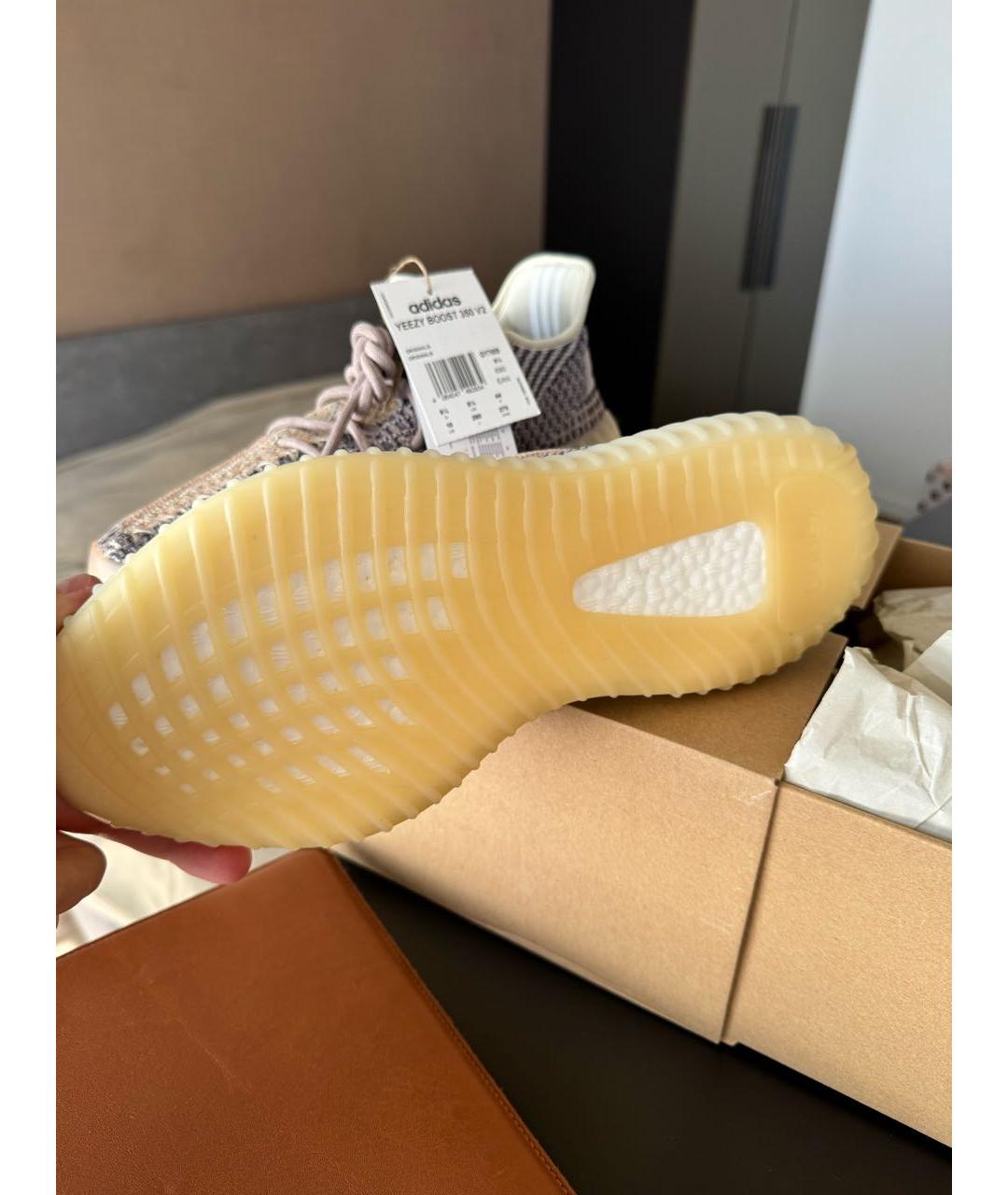 ADIDAS YEEZY Бежевые текстильные низкие кроссовки / кеды, фото 7