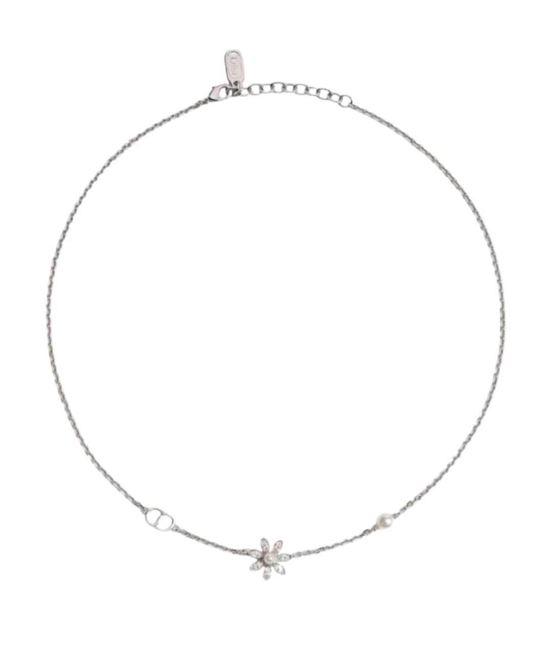 CHRISTIAN DIOR Серебряное металлическое колье, фото 1
