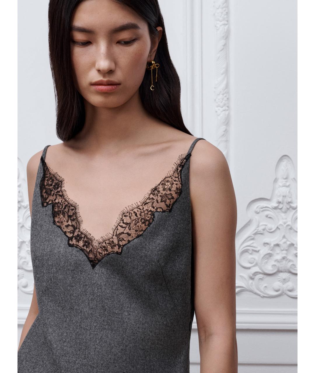 CHRISTIAN DIOR Серое шерстяное повседневное платье, фото 3
