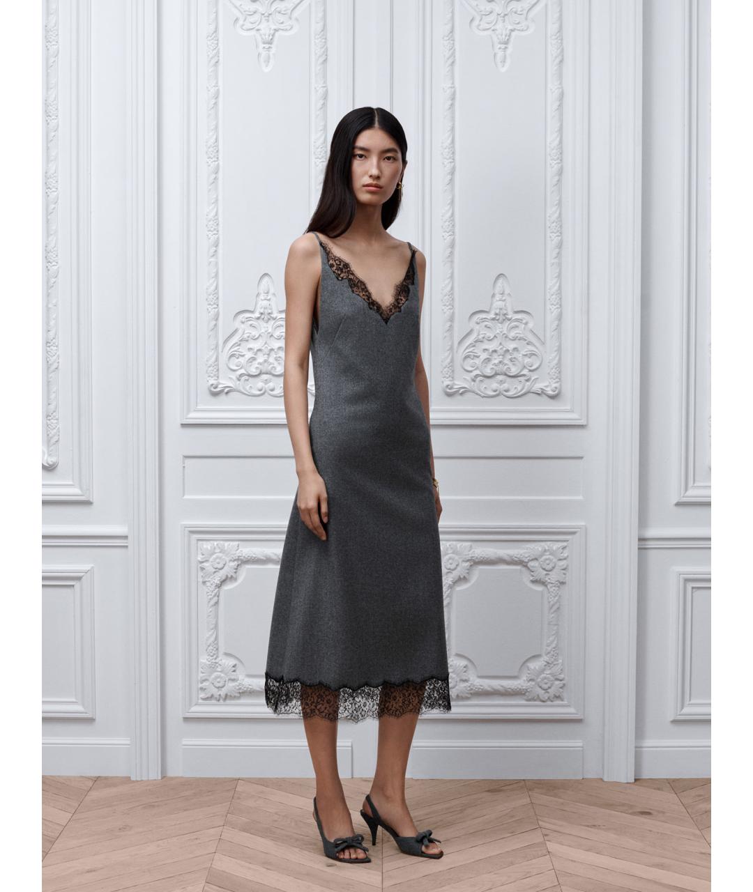 CHRISTIAN DIOR Серое шерстяное повседневное платье, фото 2