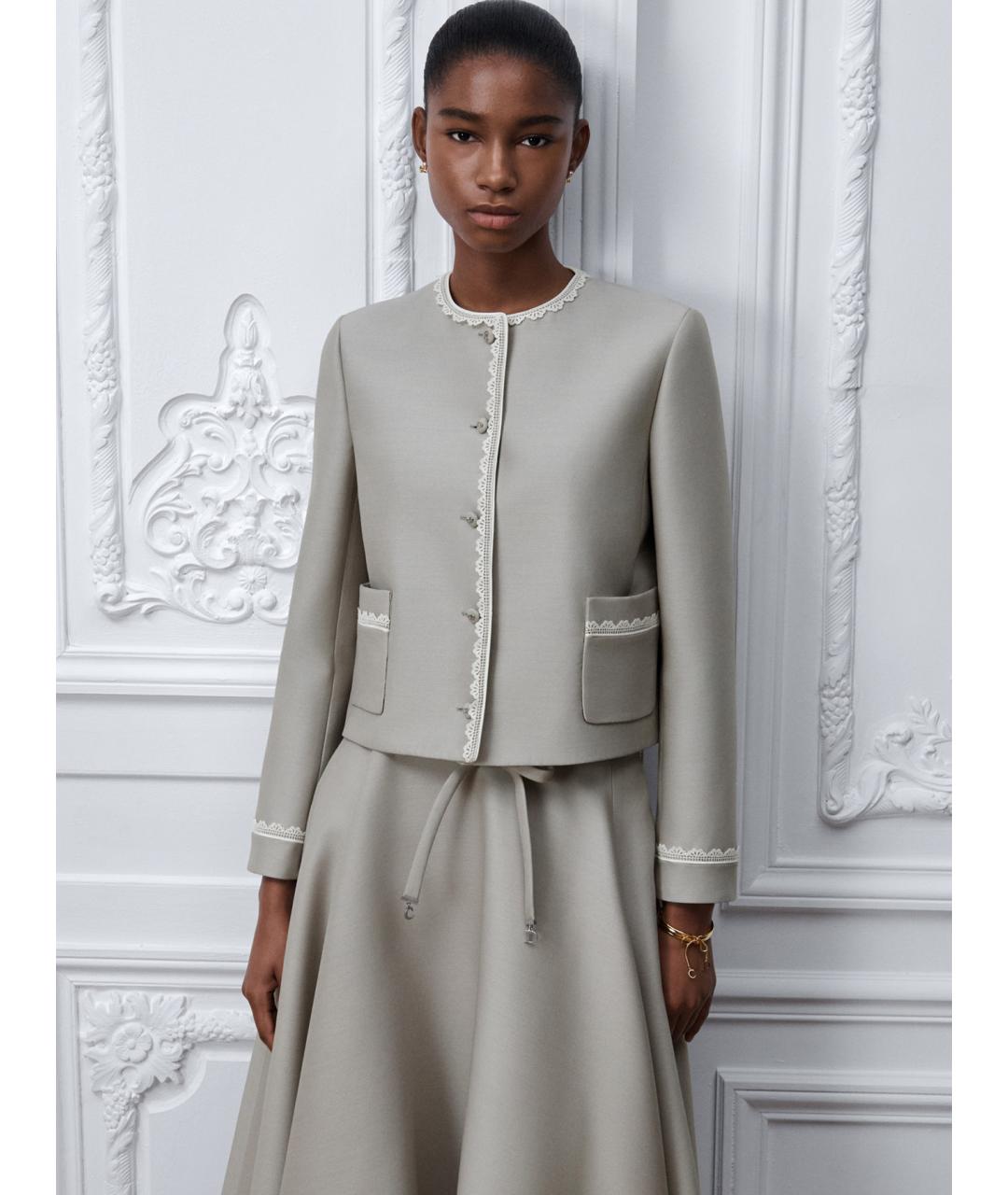CHRISTIAN DIOR Бежевый шерстяной жакет/пиджак, фото 3