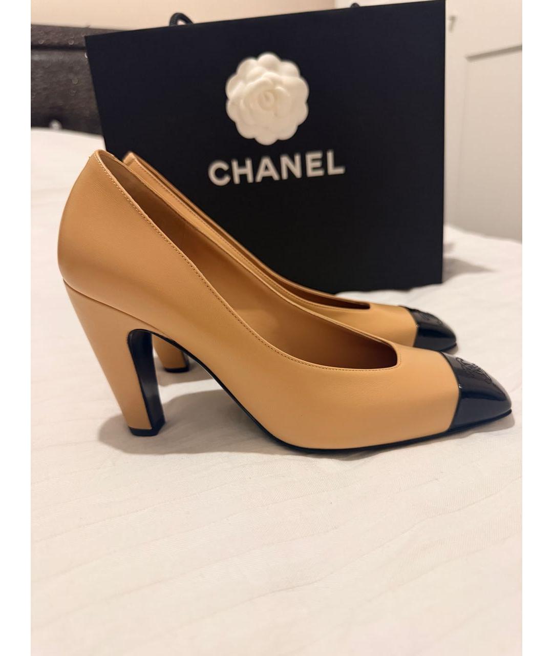 CHANEL Бежевые кожаные туфли, фото 7