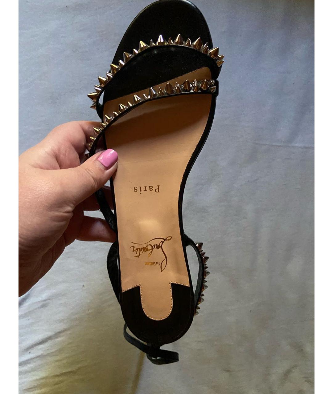 CHRISTIAN LOUBOUTIN Черные кожаные сандалии, фото 5