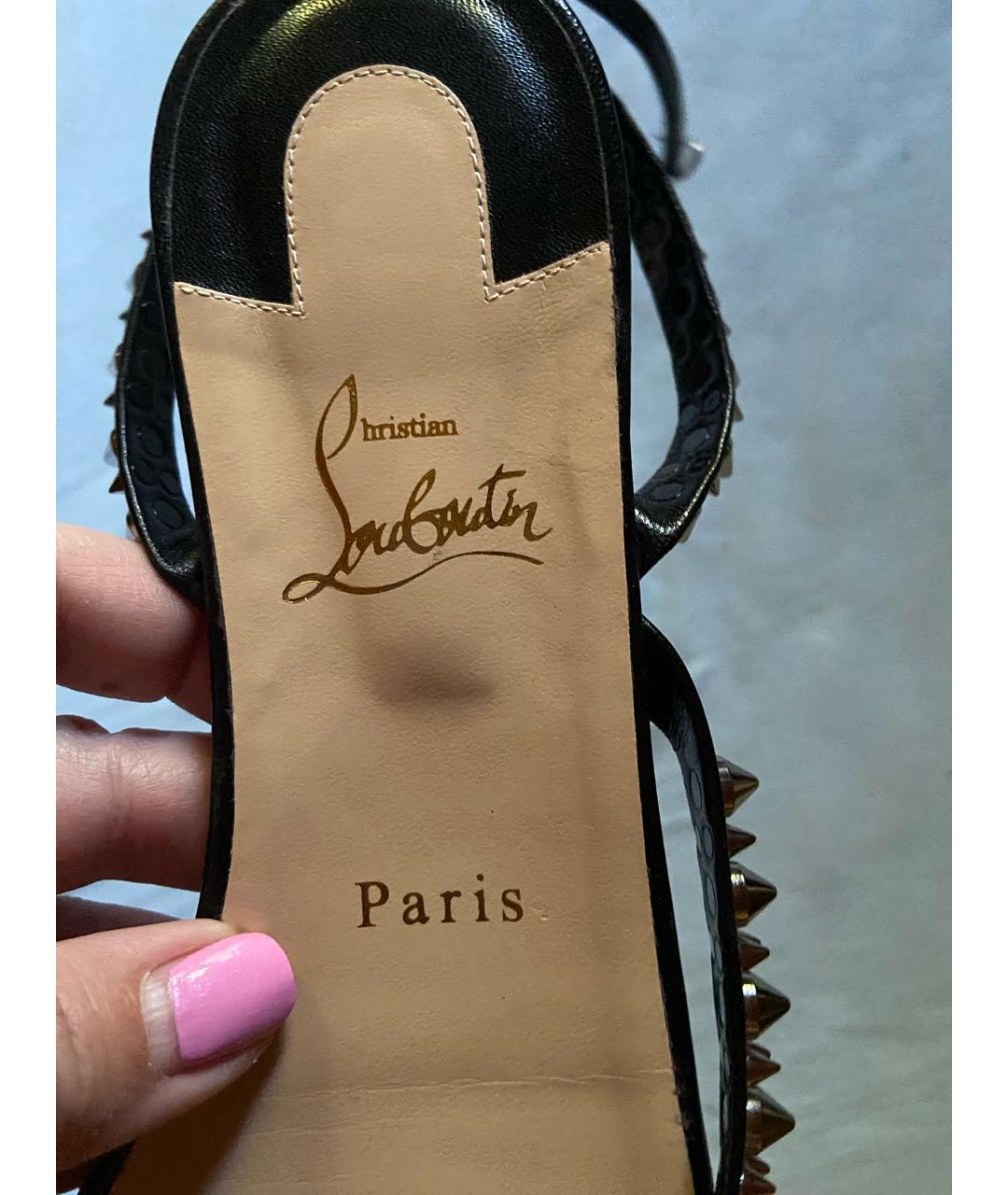 CHRISTIAN LOUBOUTIN Черные кожаные сандалии, фото 7