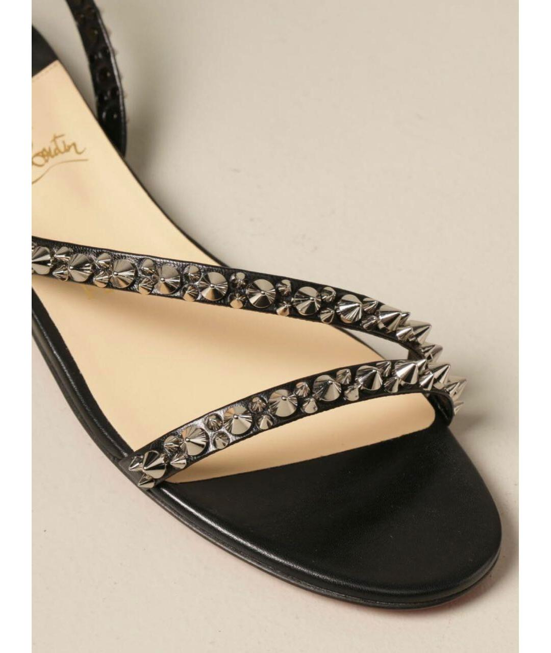 CHRISTIAN LOUBOUTIN Черные кожаные сандалии, фото 4