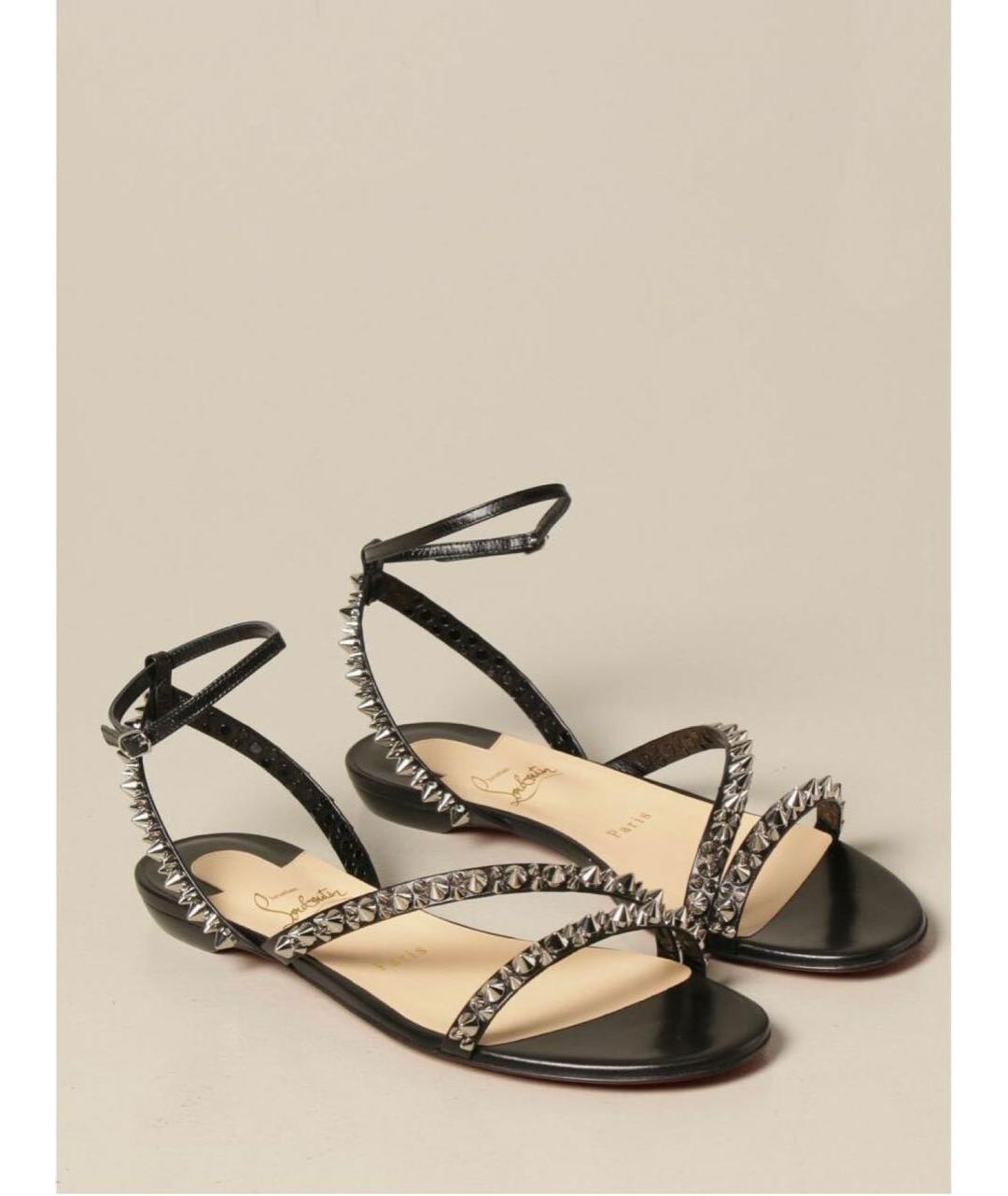 CHRISTIAN LOUBOUTIN Черные кожаные сандалии, фото 2