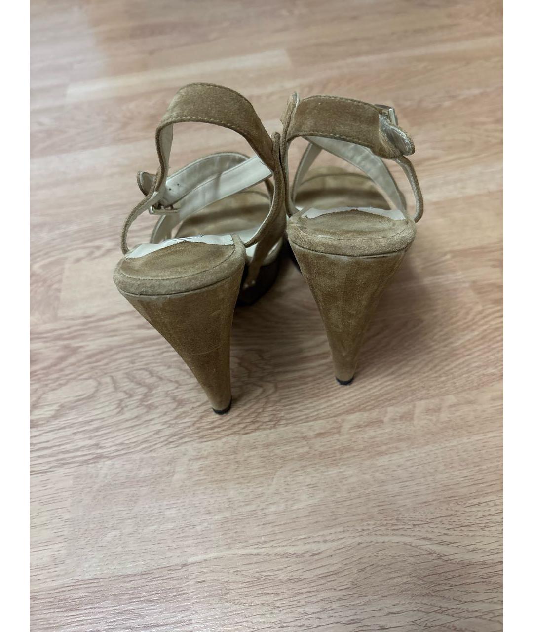 JIMMY CHOO Коричневые замшевые босоножки, фото 4