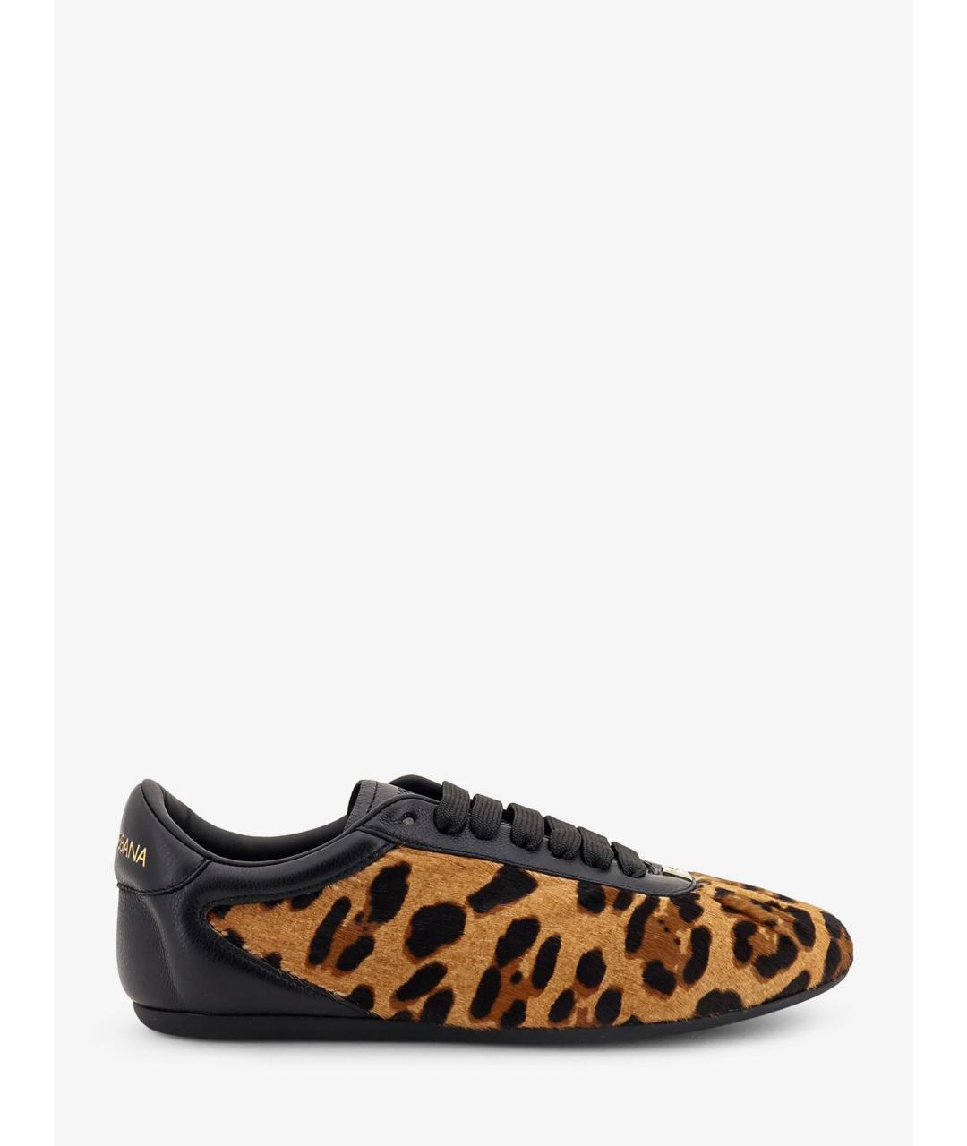 DOLCE&GABBANA Коричневые кожаные кеды, фото 1