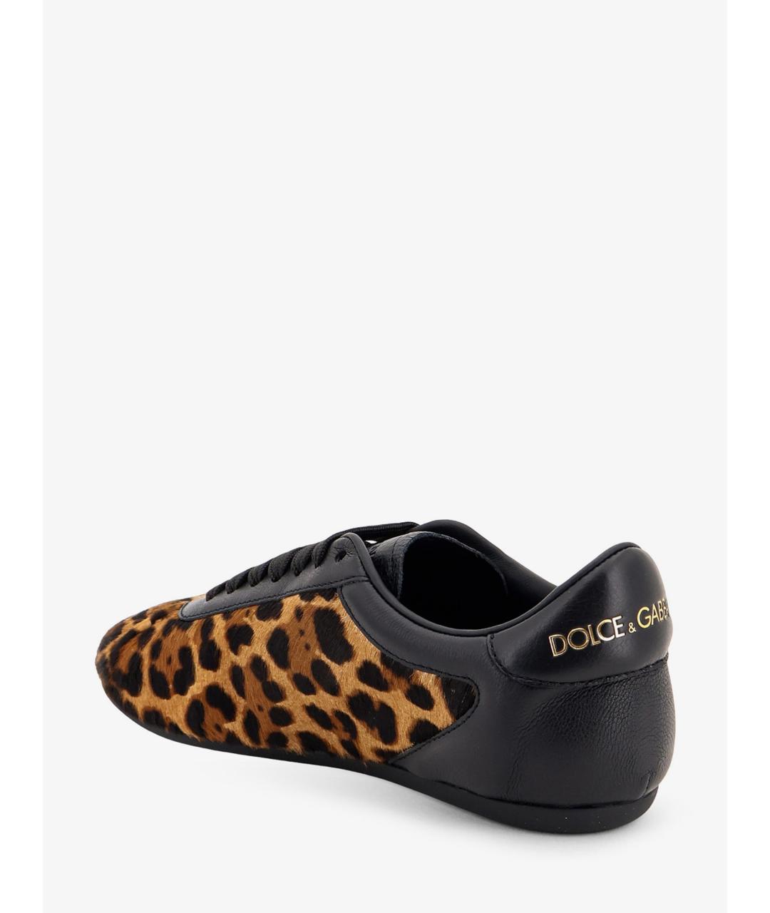 DOLCE&GABBANA Коричневые кожаные кеды, фото 3