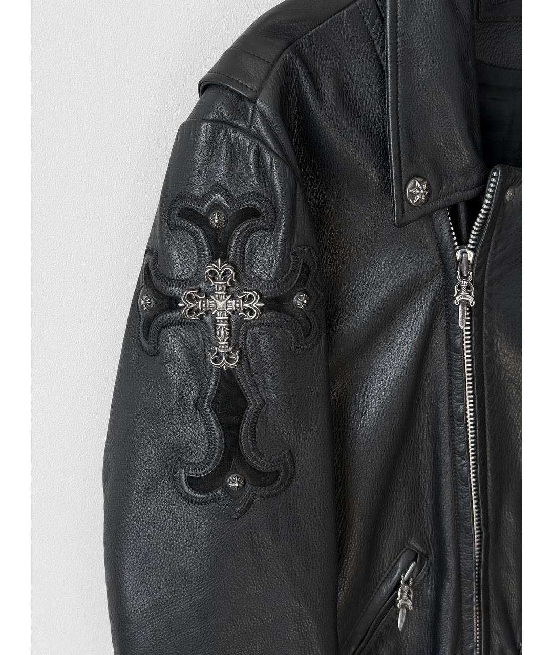 CHROME HEARTS Черная кожаная куртка, фото 5