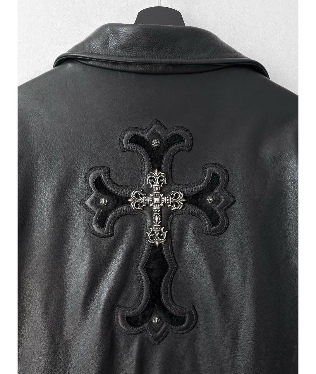 CHROME HEARTS Черная кожаная куртка, фото 4