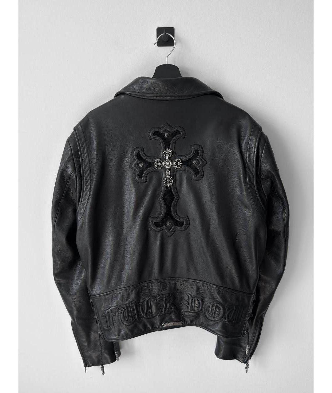 CHROME HEARTS Черная кожаная куртка, фото 3