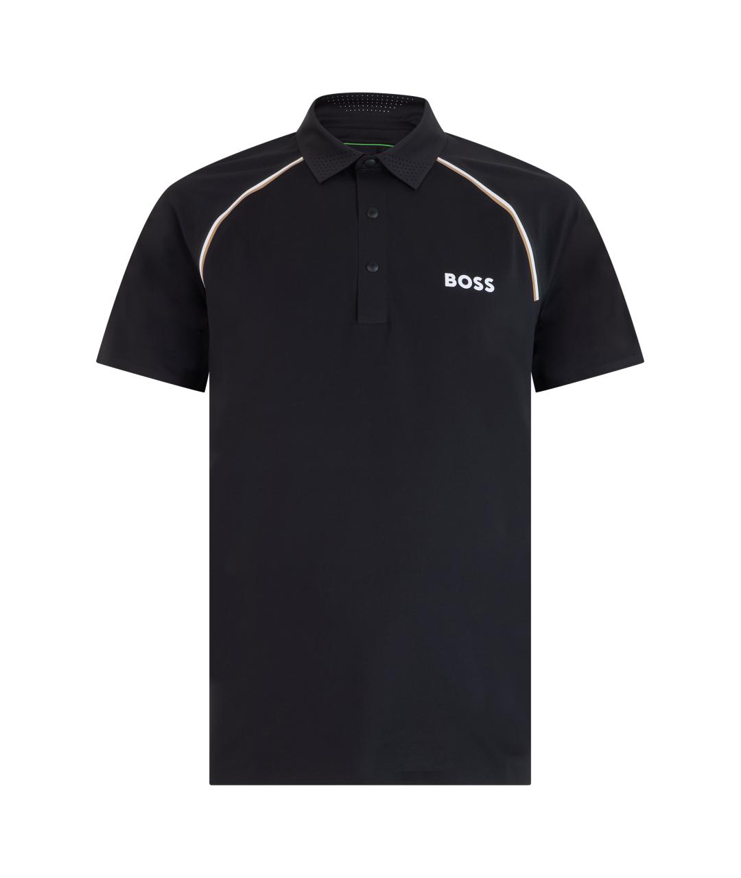 HUGO BOSS Черное синтетическое поло с коротким рукавом, фото 1